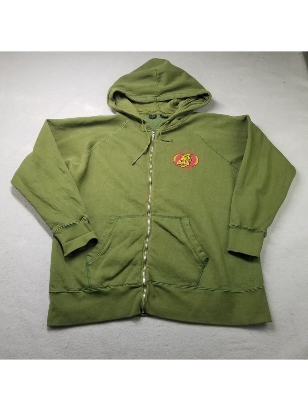 Jelly Belly Hoodie Size L Green Full Zip Candy Green Pockets Alternative Apparel